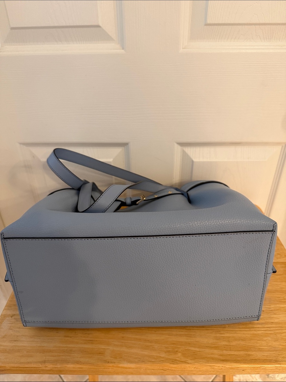 Michael Kors Periwinkle Blue Pebbled Leather Tote with Belt Detail - Picture 8 of 15
